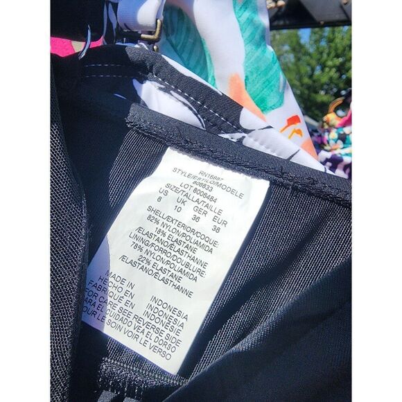 Swim Solutions Triple Pleat Tankini Ruffled Swim Top Black Womens Size 8 - Picture 7 of 8